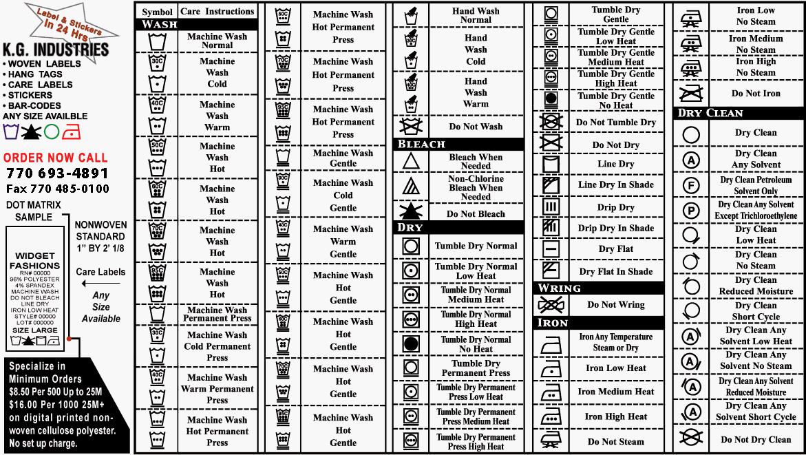 Clothing Label Symbols